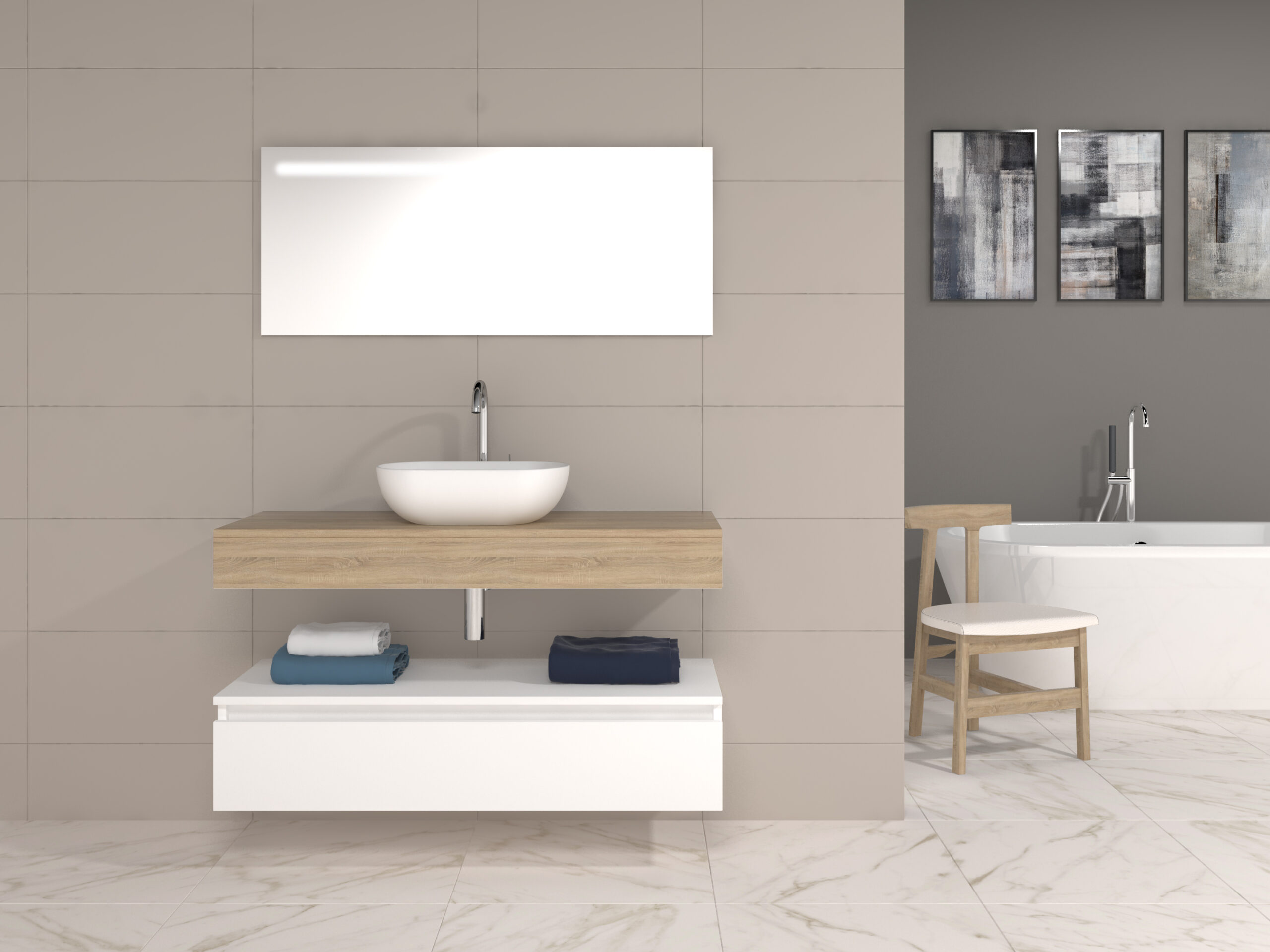 Pack Córcega con lavabo sobreencimera y espejo LED