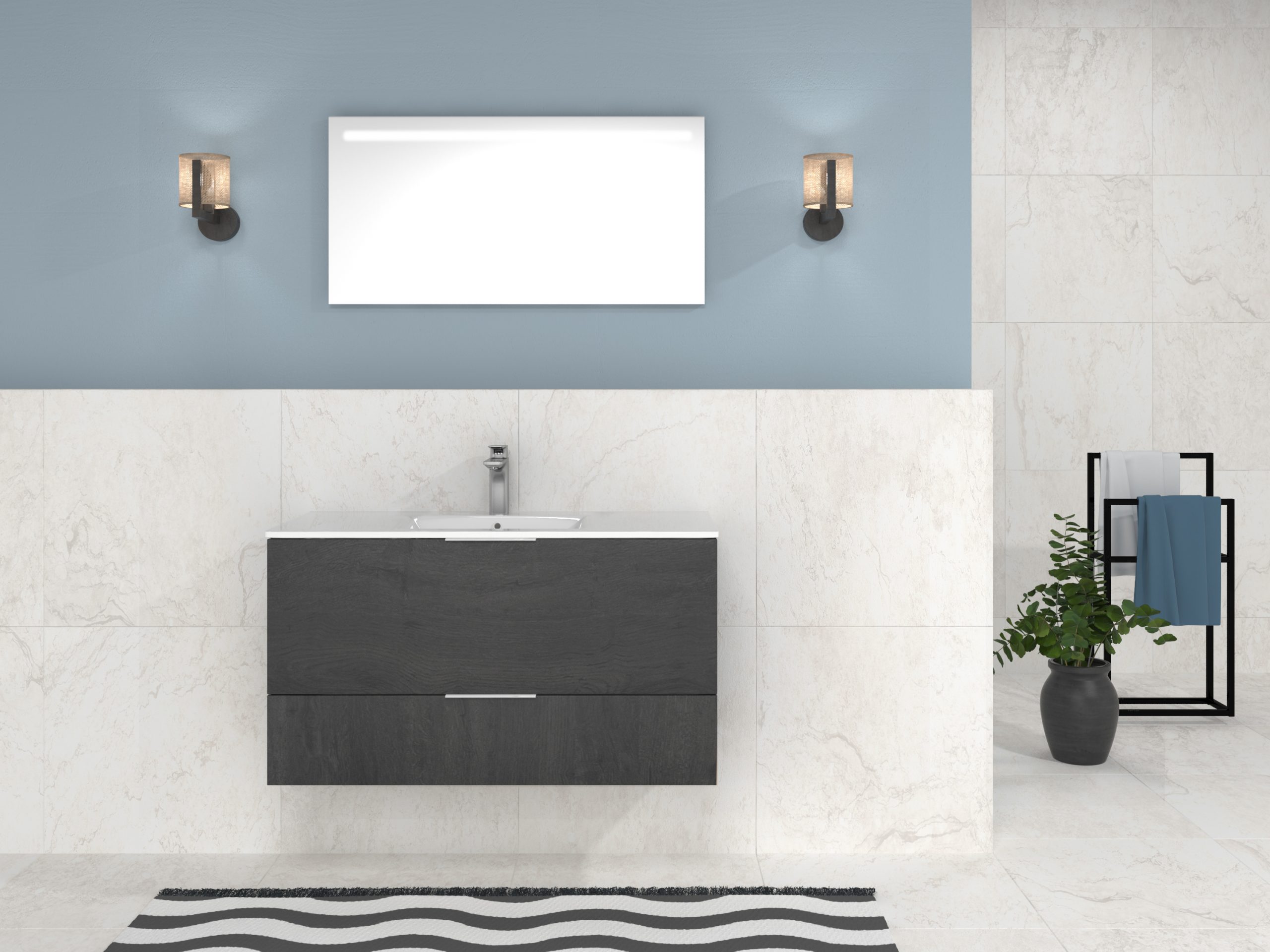 Pack Orleans con lavabo y espejo LED