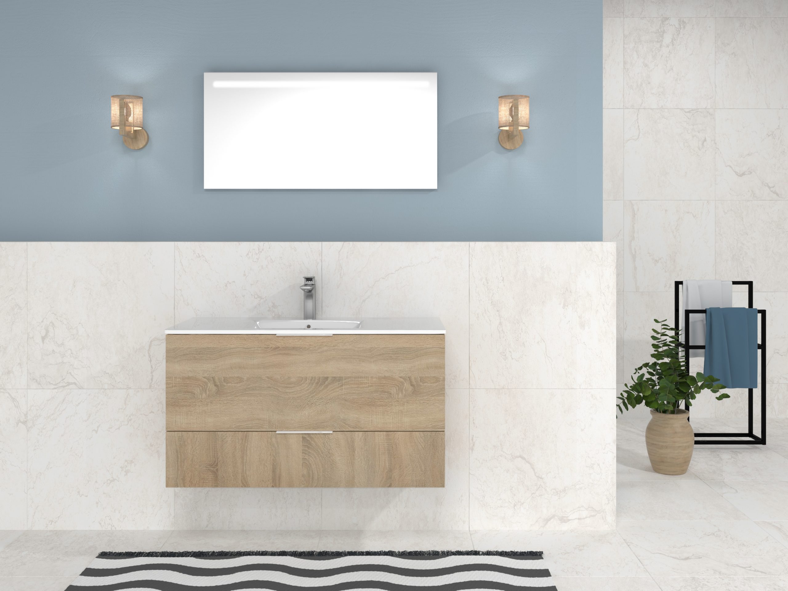 Pack Orleans con lavabo y espejo LED
