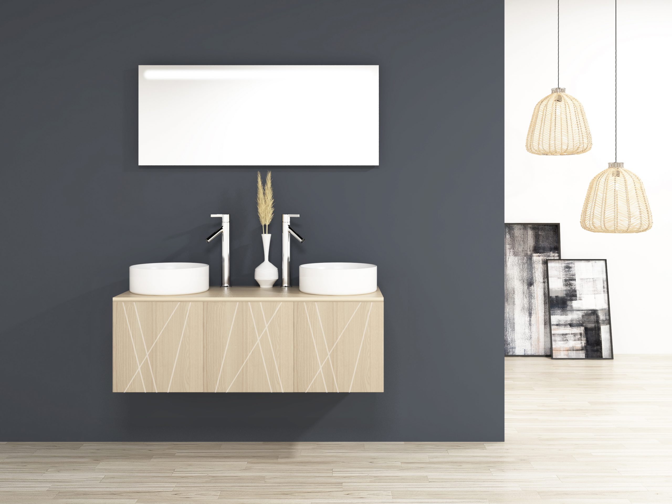 Pack Paimport con lavabo sobreencimera y espejo LED