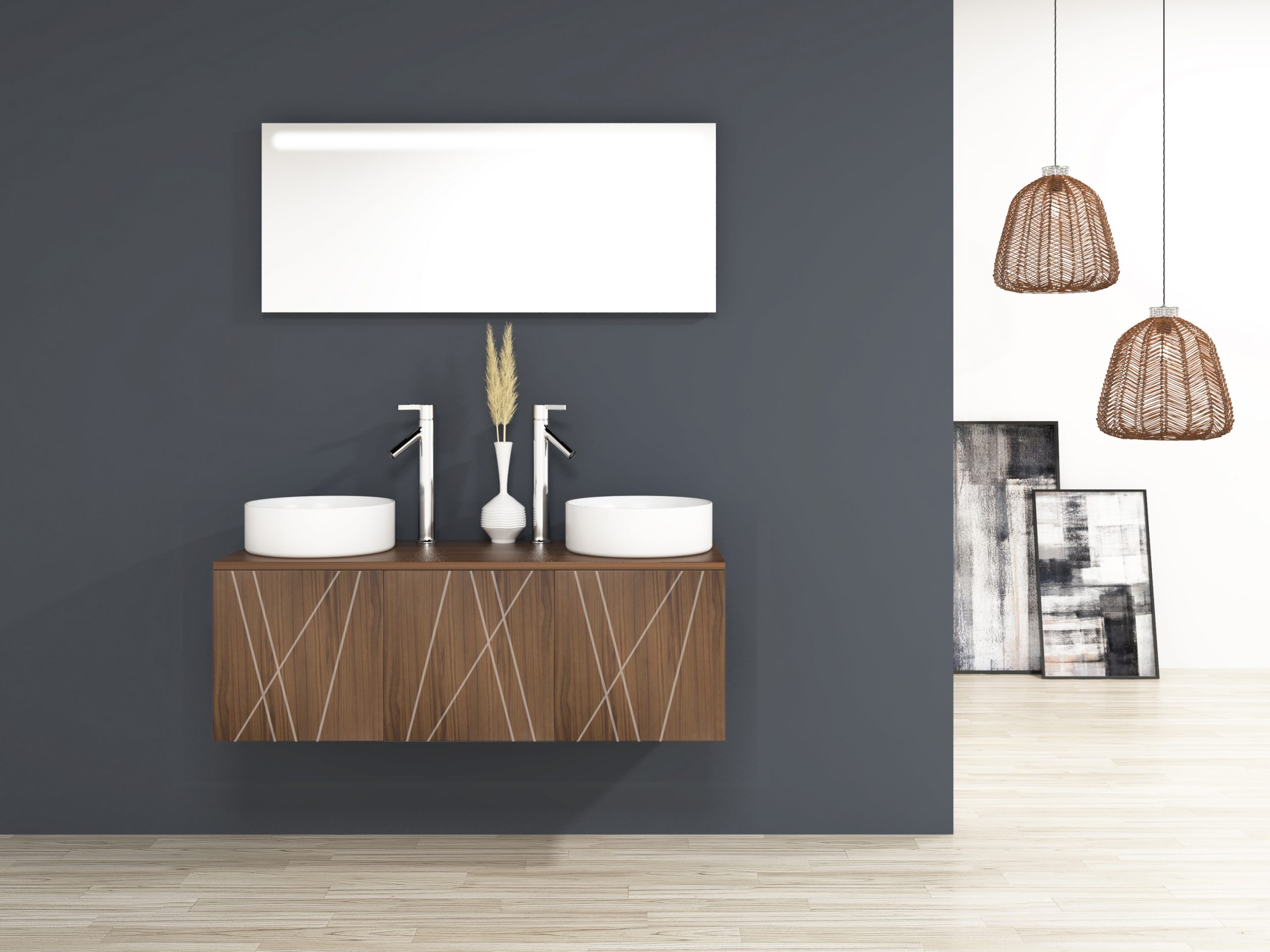 Pack Paimport con lavabo sobreencimera y espejo LED