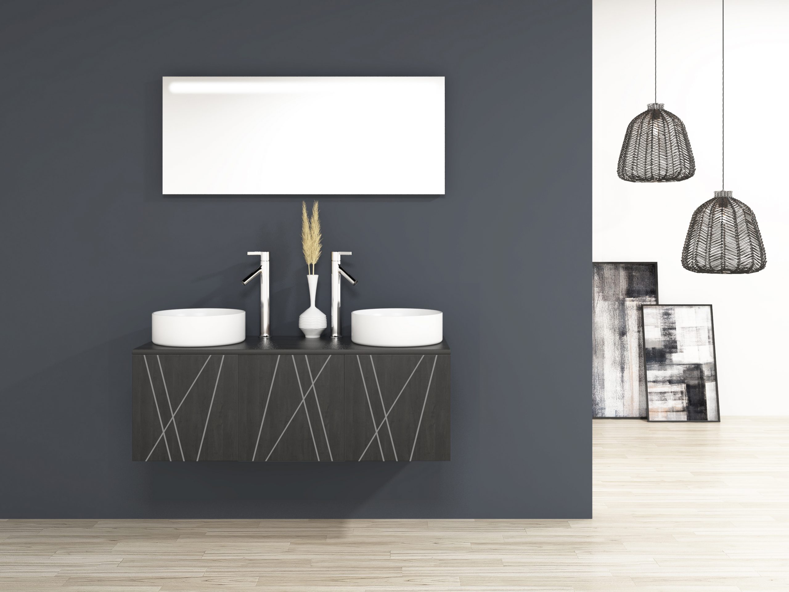 Pack Paimport con lavabo sobreencimera y espejo LED