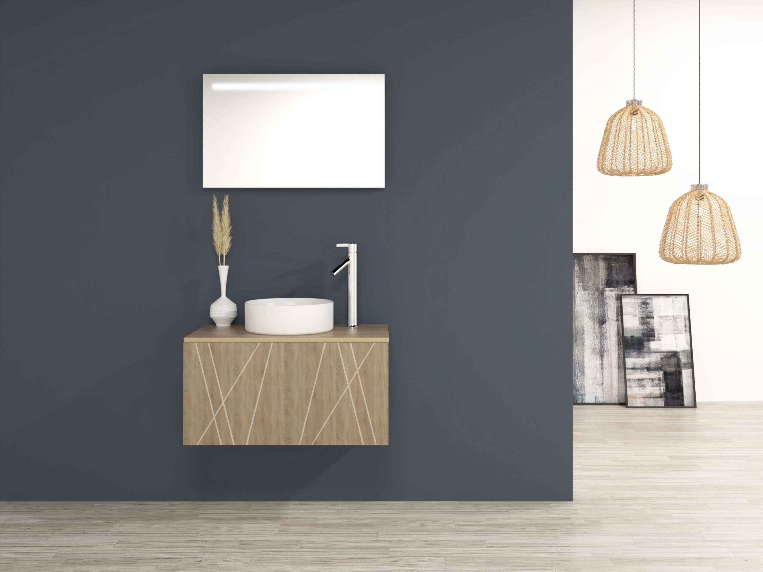 Pack Paimport con lavabo sobreencimera y espejo LED