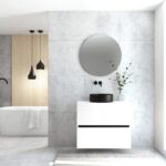 Pack MONTET : 2 niveaux + vases noirs + miroir rond à LED