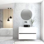 Pack MONTET : 2 niveaux + vases noirs + miroir rond à LED