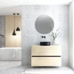 Pack MONTET : 2 niveaux + vases noirs + miroir rond à LED