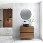 Pack MONTET : 2 niveaux + vases noirs + miroir rond à LED