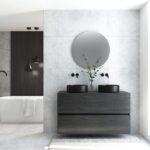 Pack MONTET : 2 niveaux + vases noirs + miroir rond à LED