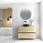 Pack MONTET : 2 niveaux + vases noirs + miroir rond à LED