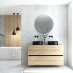 Pack MONTET : 2 niveaux + vases noirs + miroir rond à LED