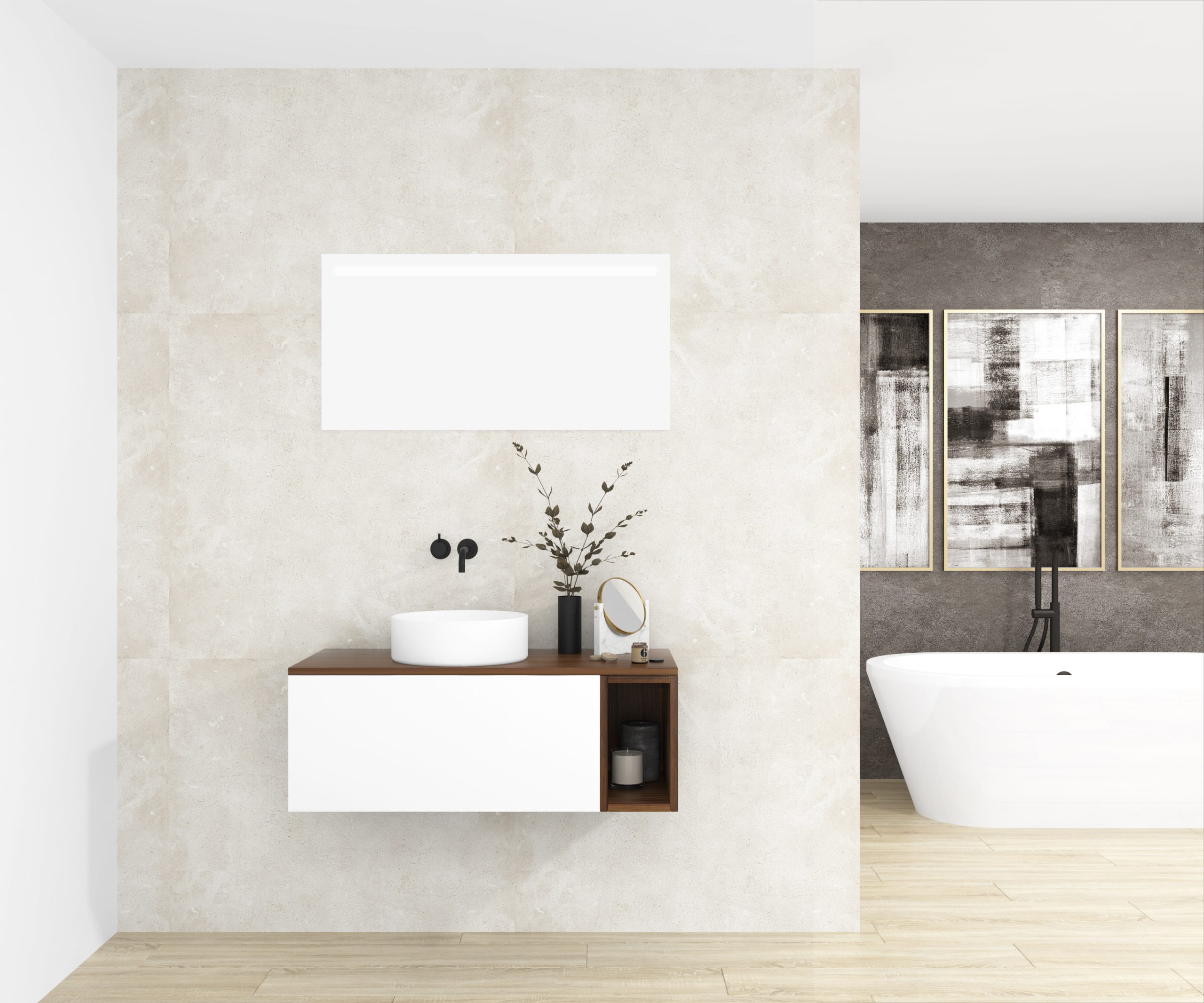 Pack OBIOU + vasque + miroir LED