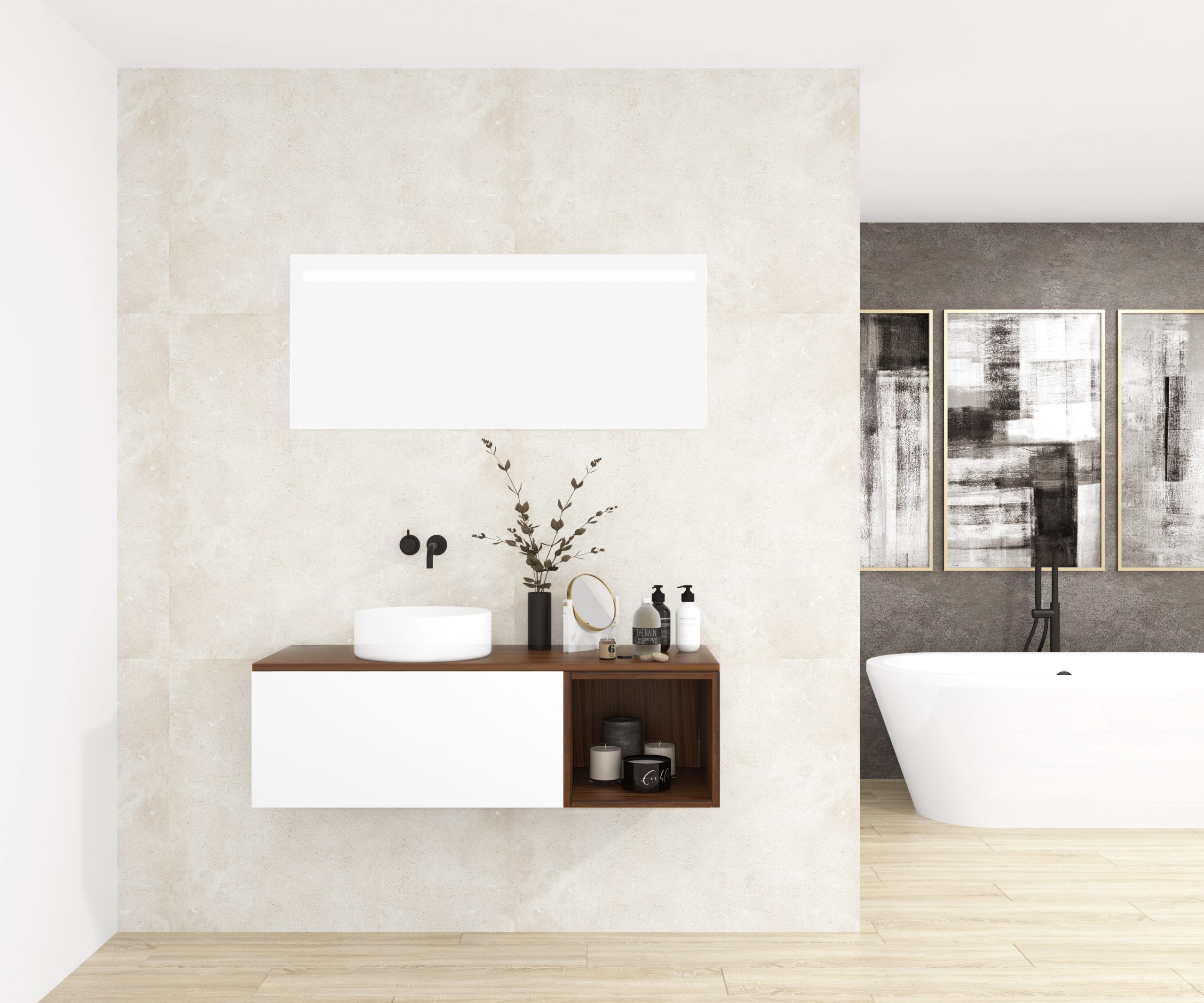 Pack OBIOU + vasque + miroir LED