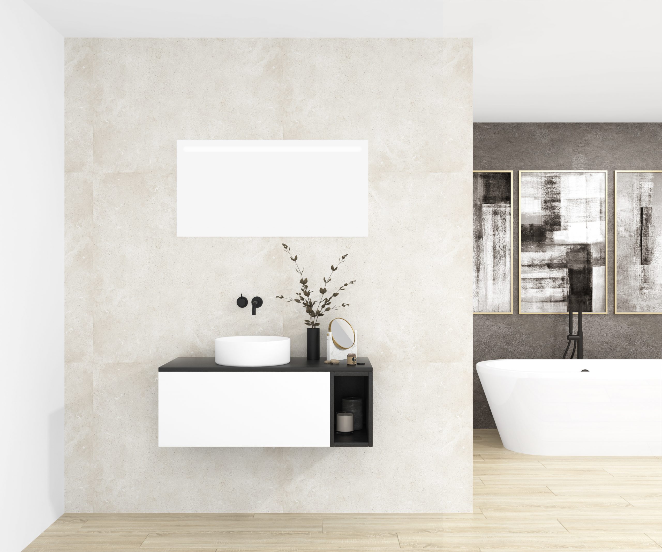 Pack OBIOU + vasque + miroir LED