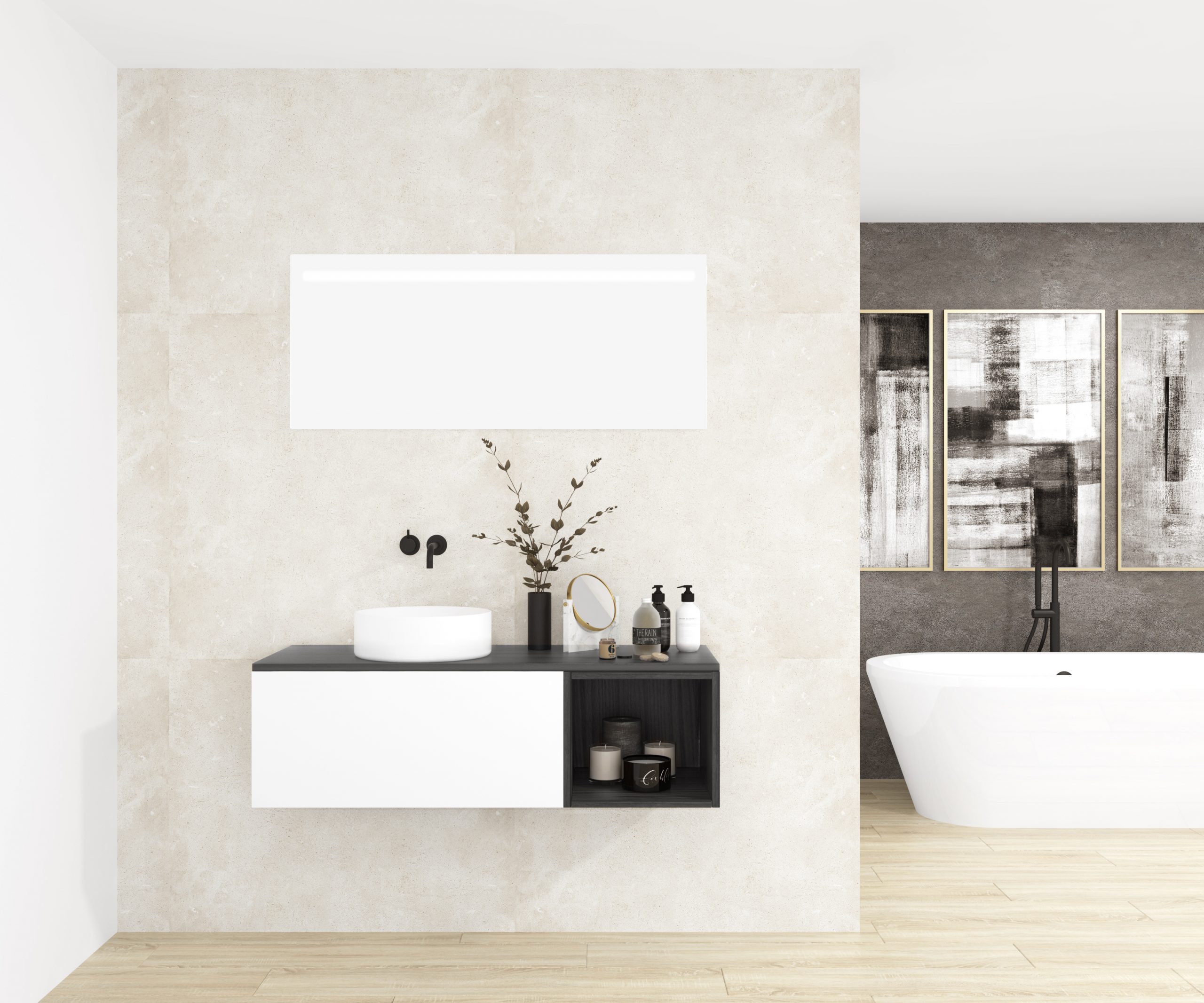 Pack OBIOU + vasque + miroir LED