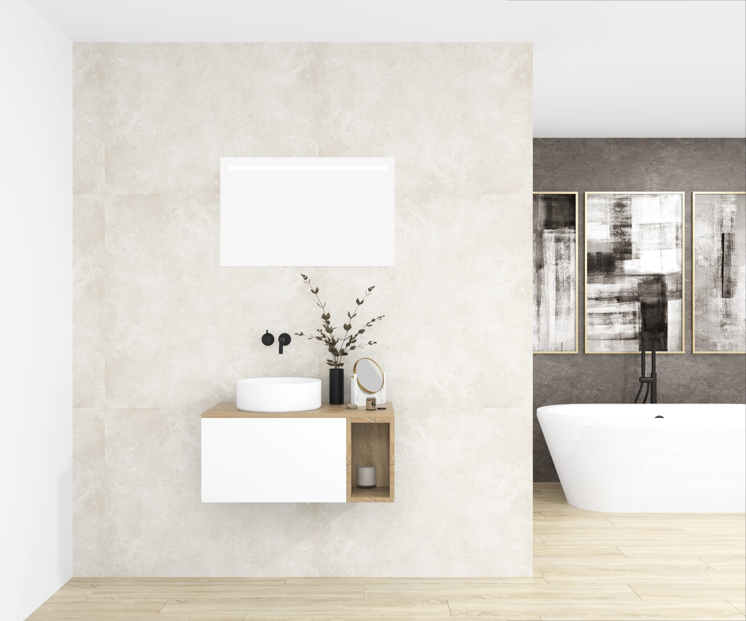 Pack OBIOU + vasque + miroir LED