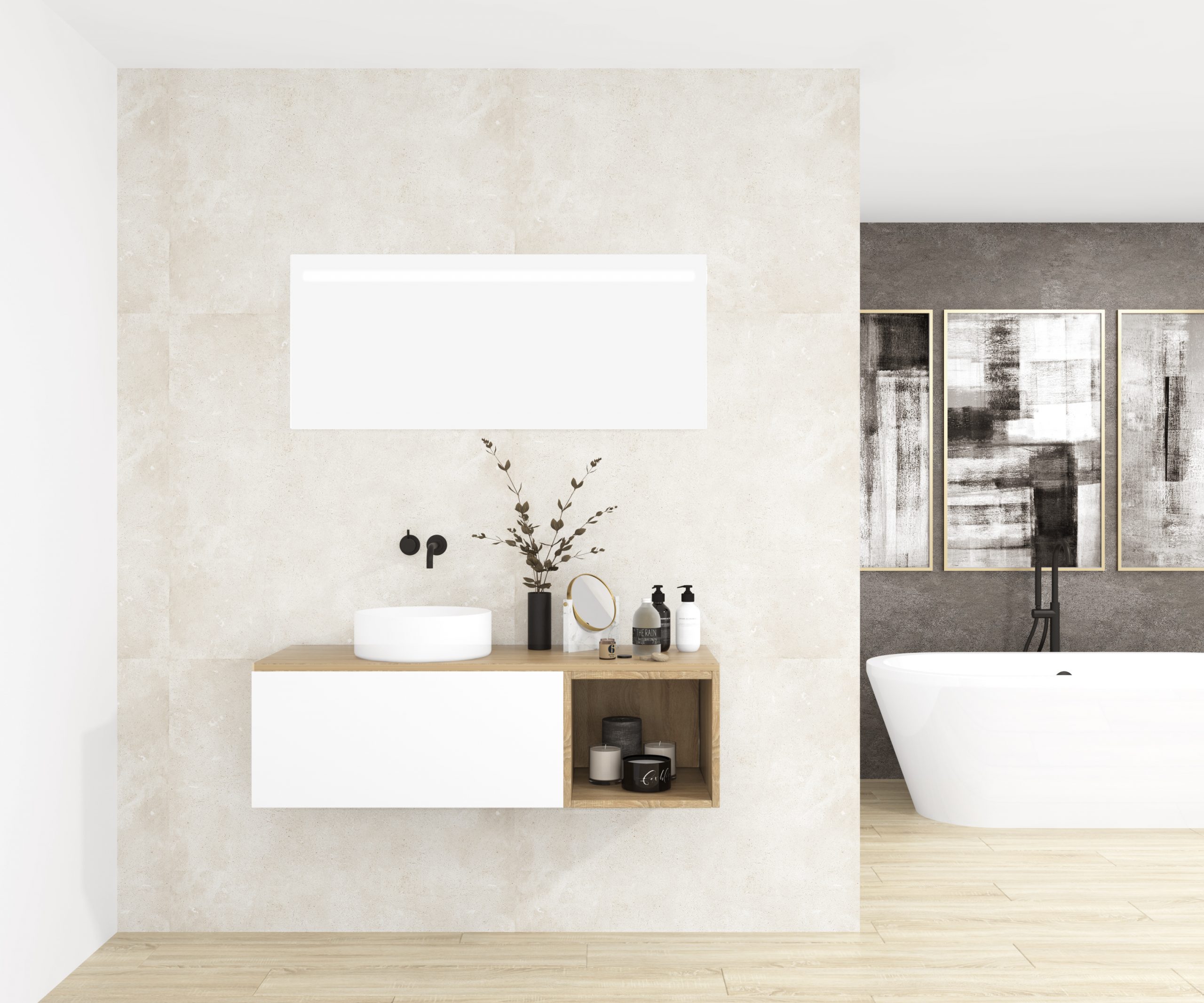 Pack OBIOU + vasque + miroir LED