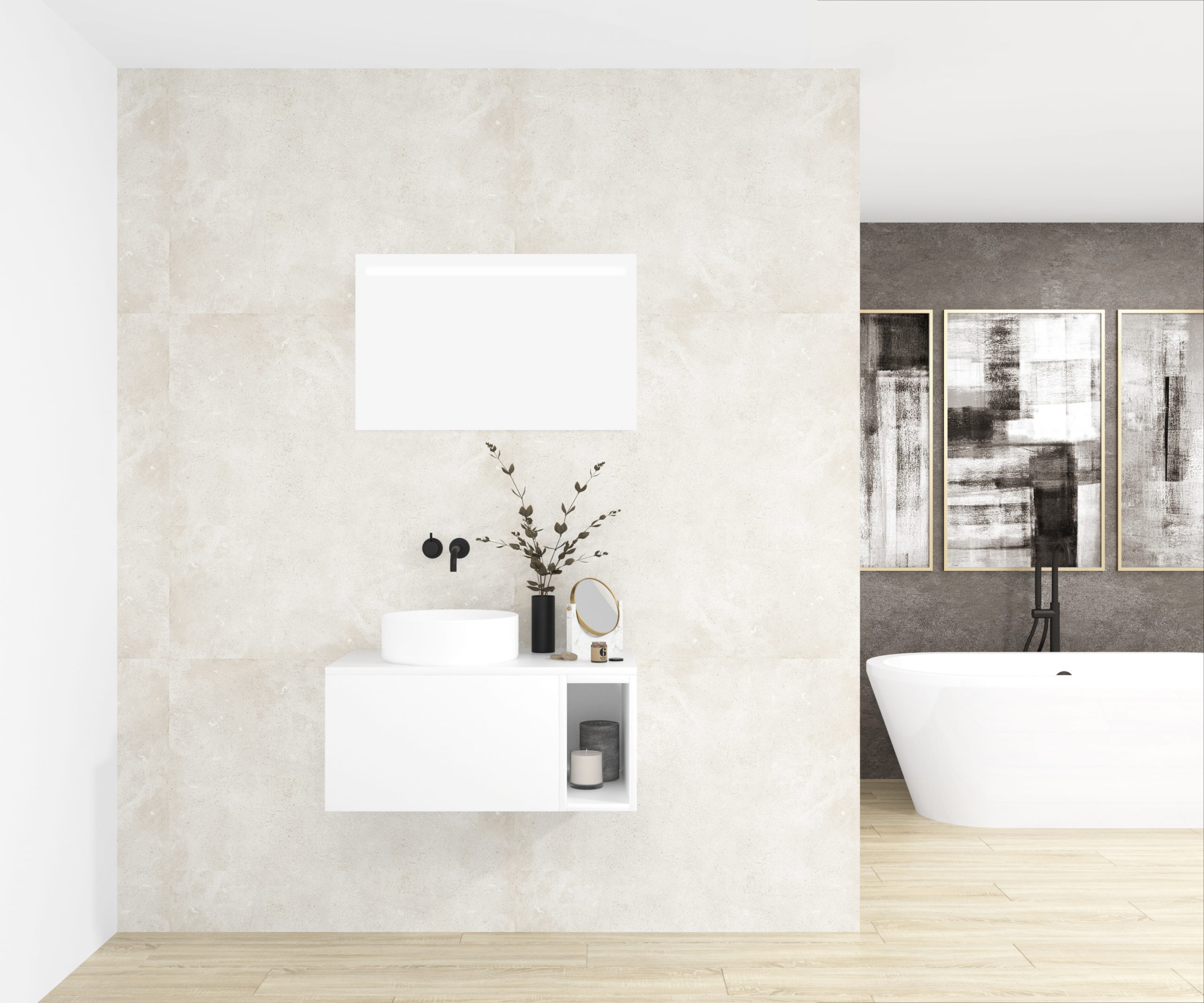 Pack OBIOU + vasque + miroir LED