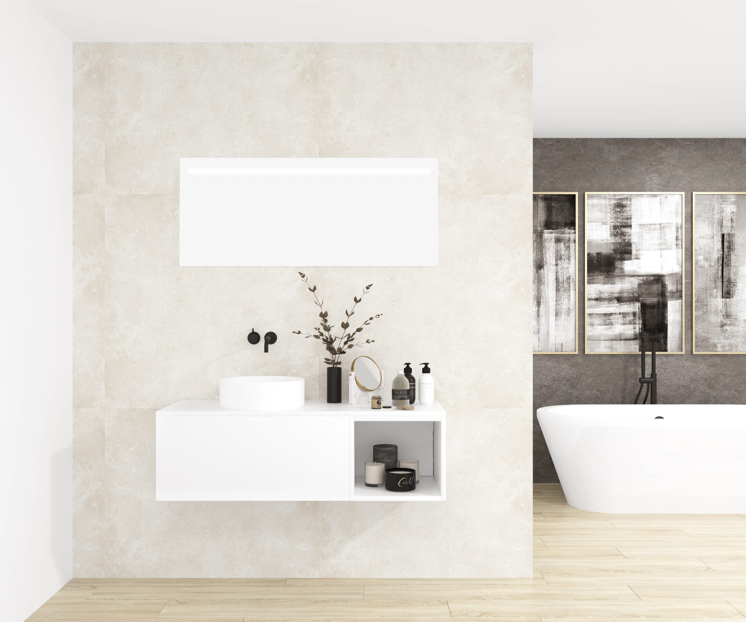 Pack OBIOU + vasque + miroir LED