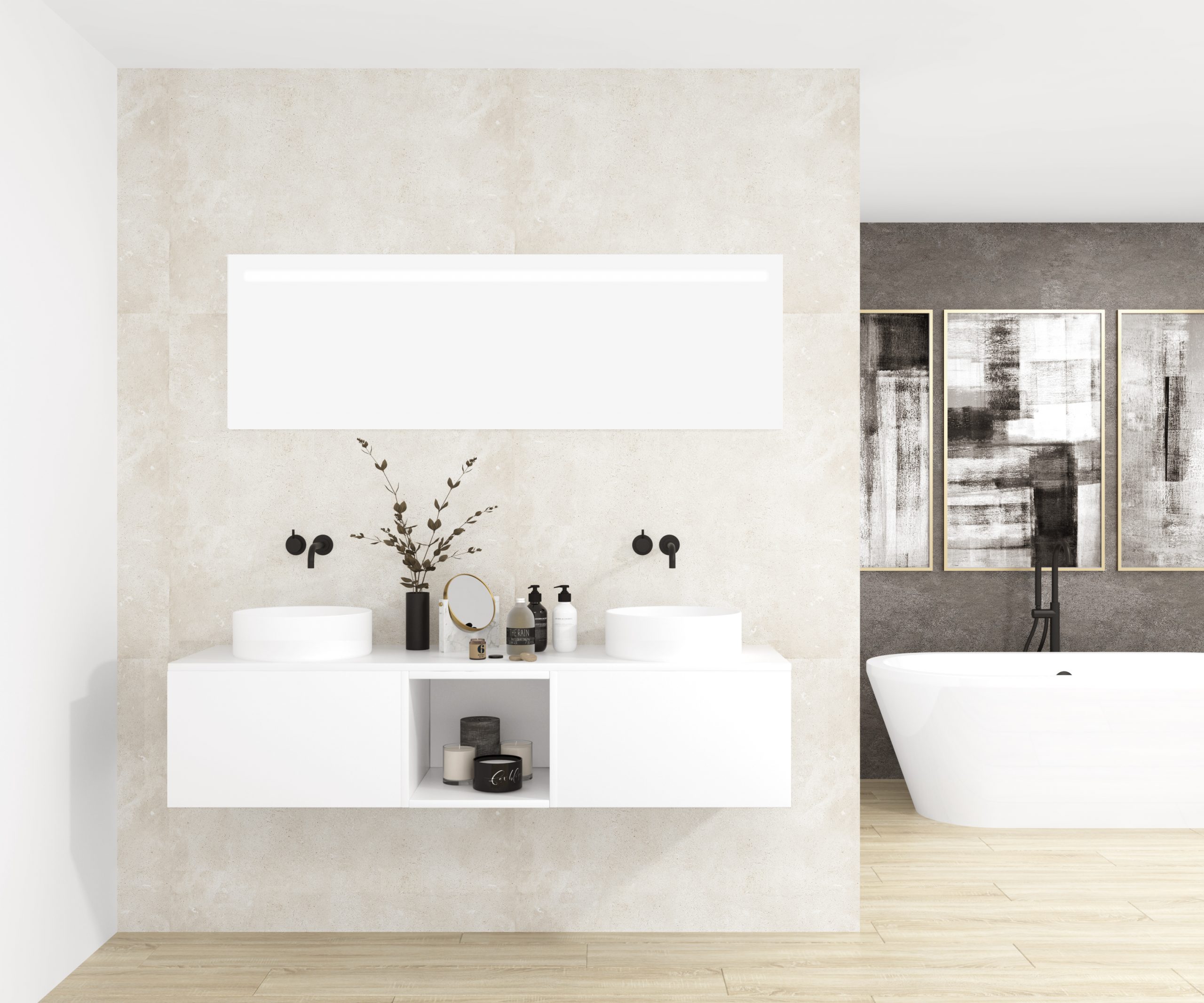 Pack OBIOU + vasque + miroir LED