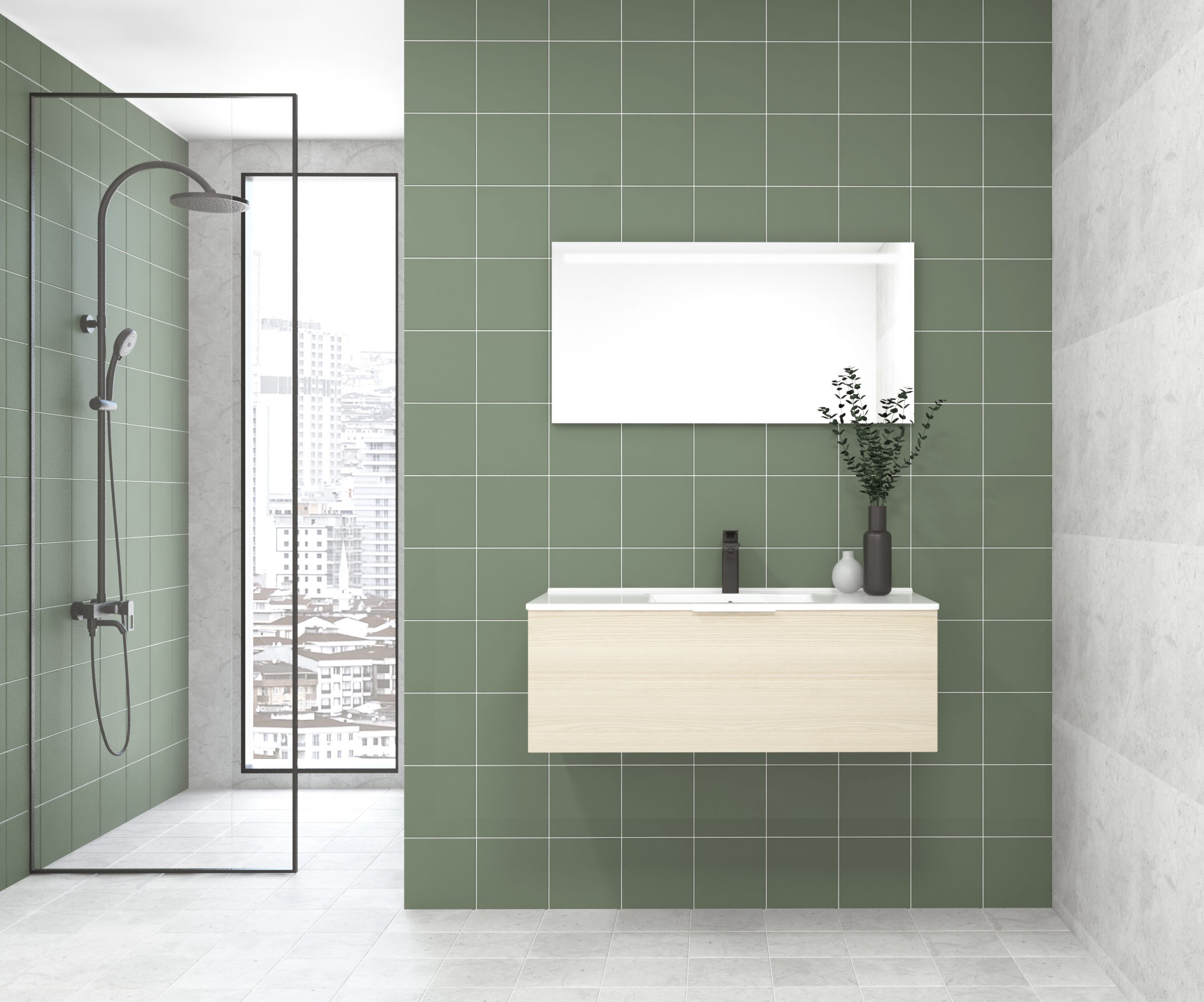 Pack OSSAU + vasque + miroir LED