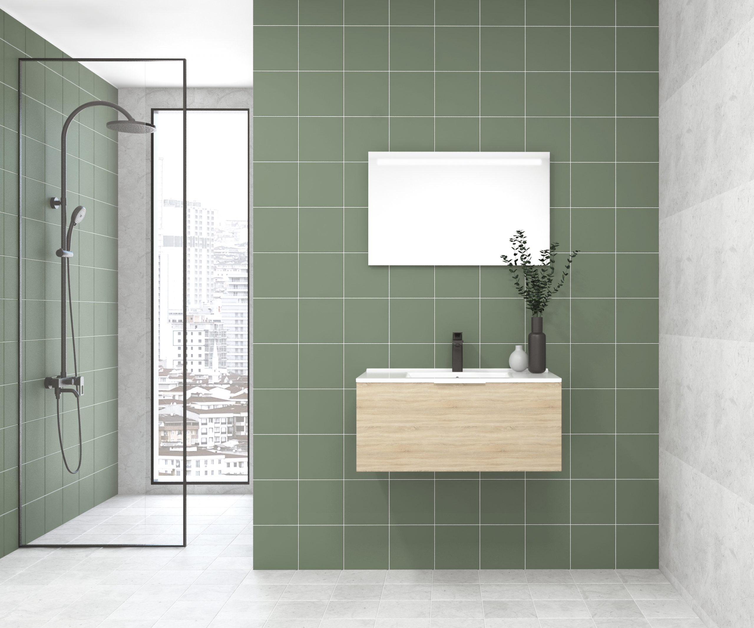 Pack OSSAU + vasque + miroir LED