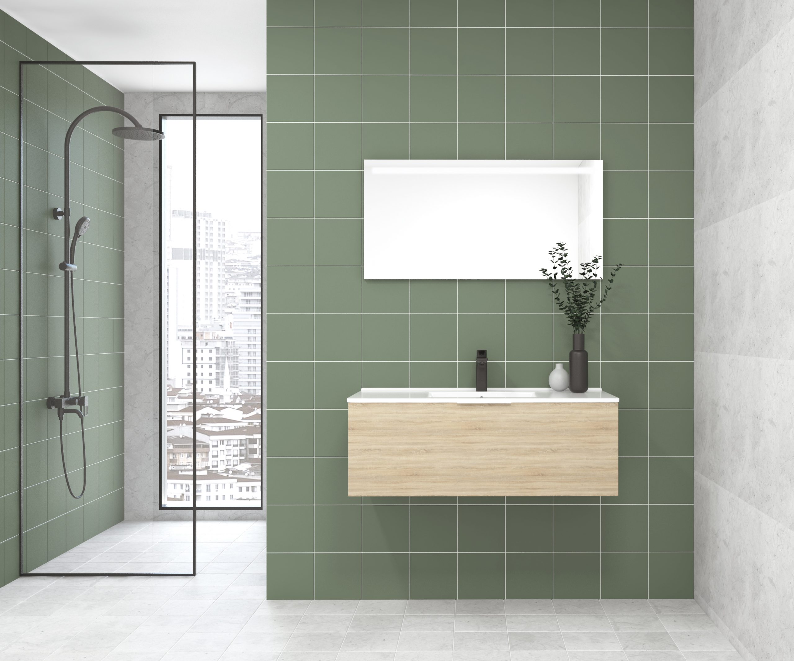 Pack OSSAU + vasque + miroir LED