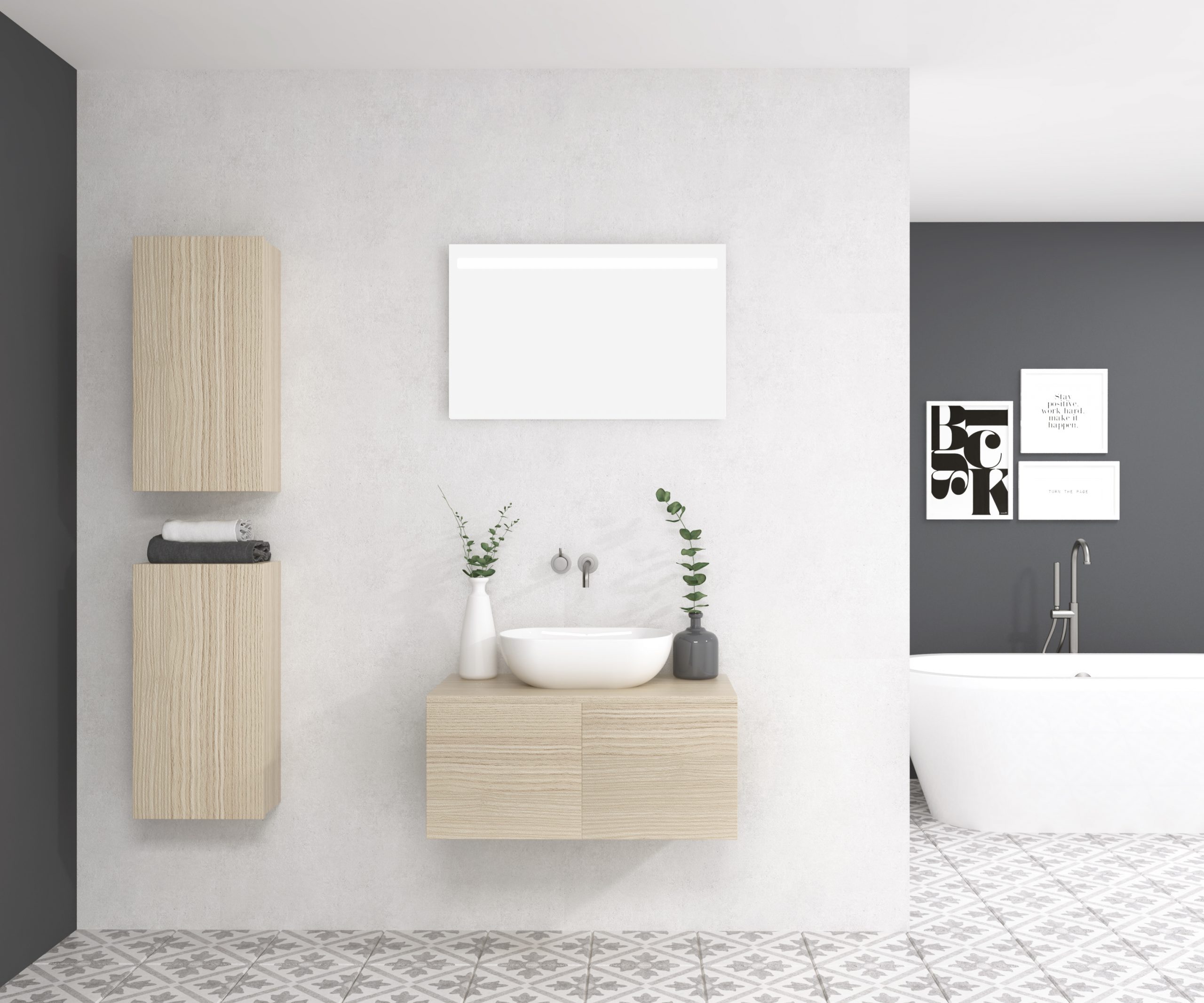 Pack SALVE + vasque + miroir LED