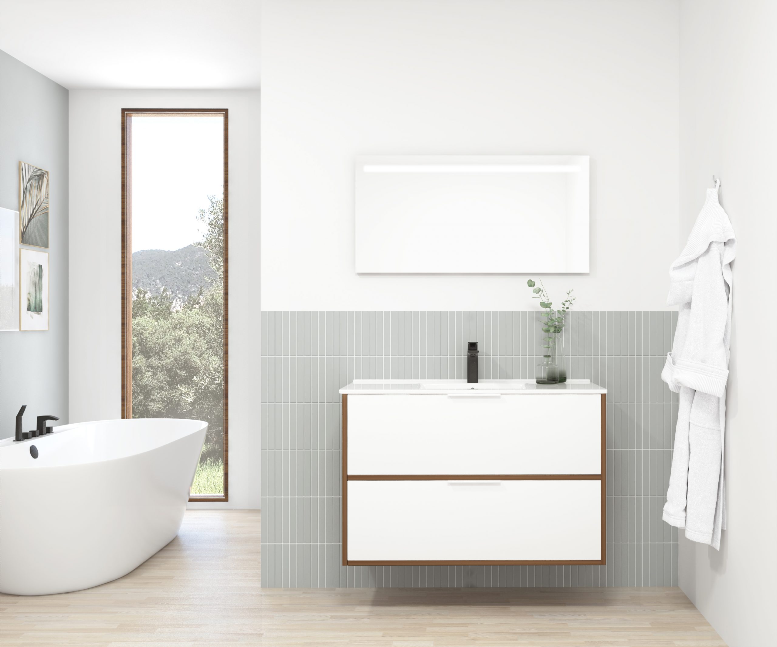 Pack STELLO : 2 placards + lavabo + miroir LED