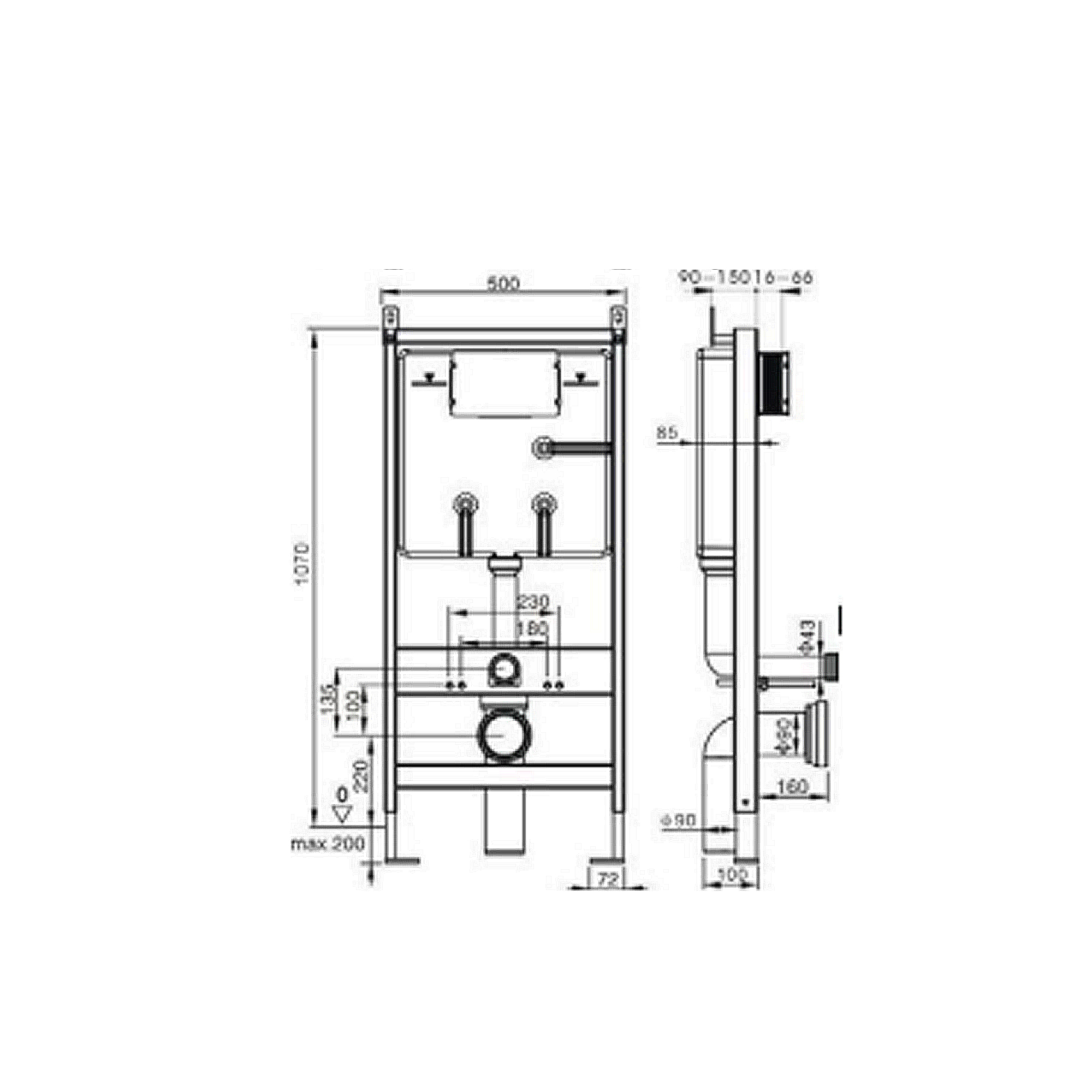 Structure des toilettes suspendues