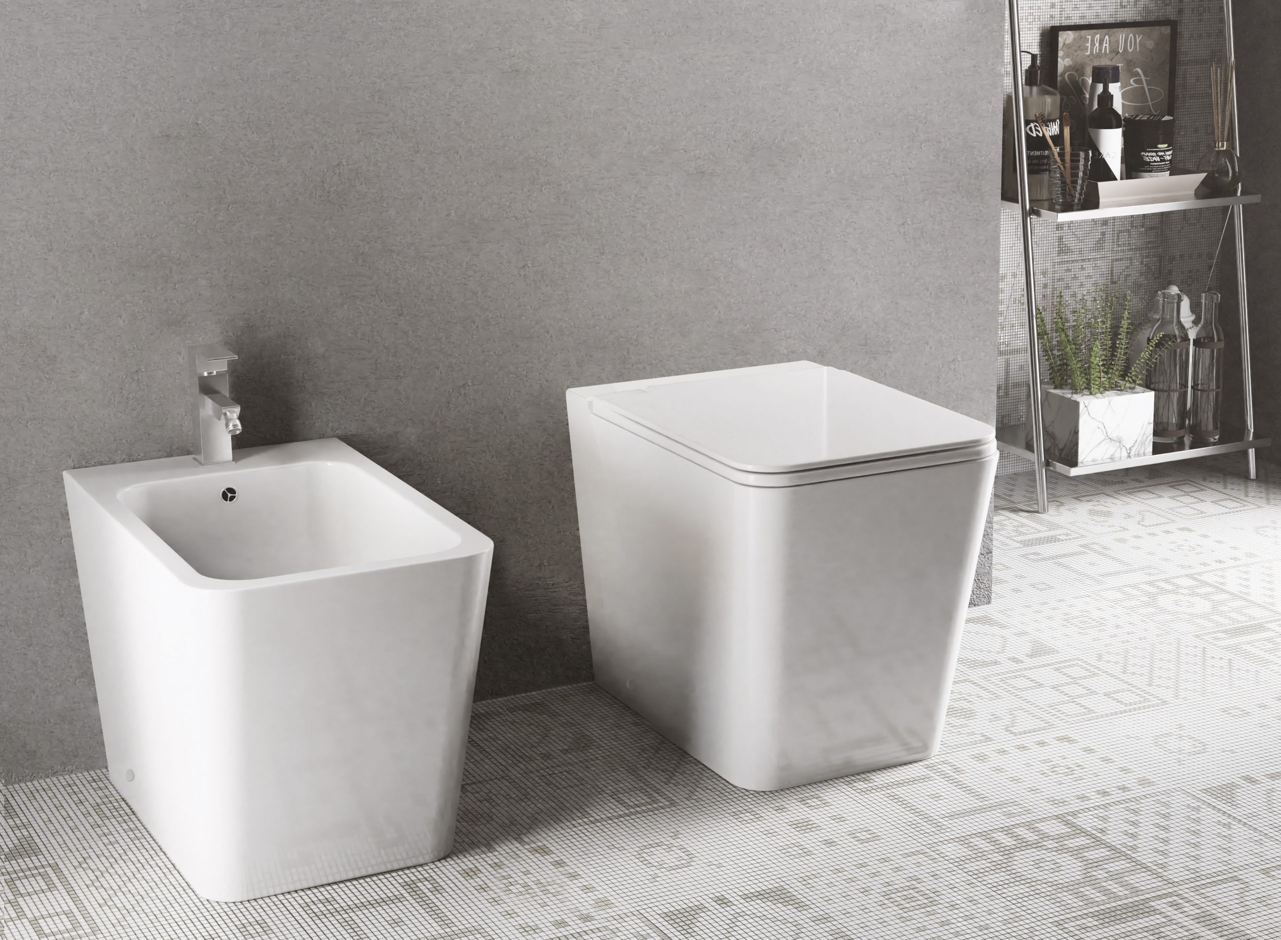 Toilettes compactes Sein, blanc brillant