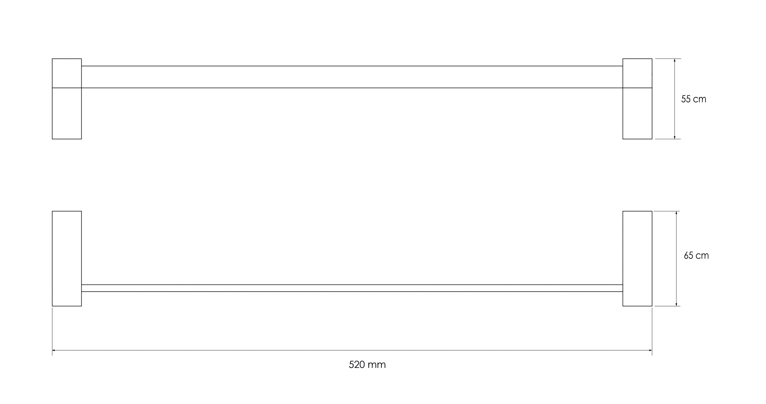 KARA porte-serviettes balayage 50 cm noir mat