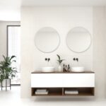 Pack AUDE + lavabo doble + doble espejo circular LED