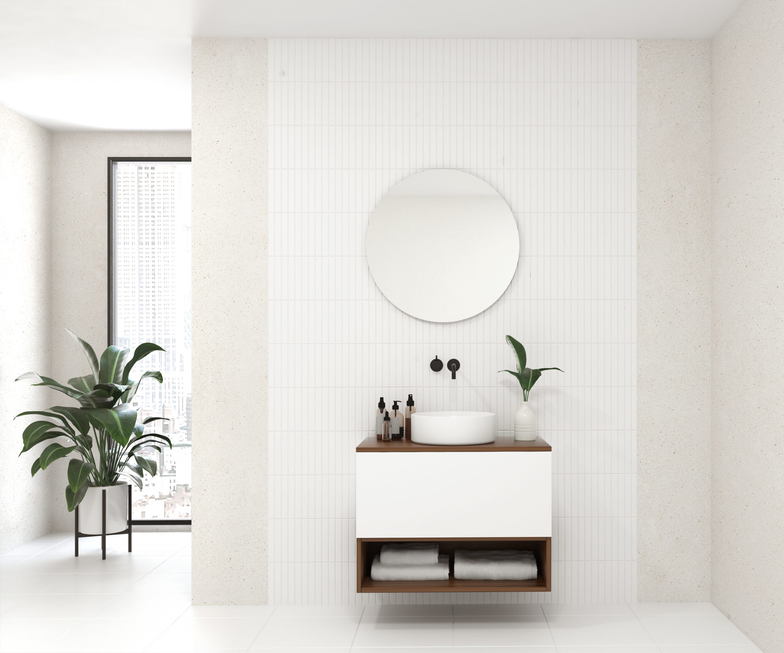 Pack AUDE + vase + miroir circulaire LED