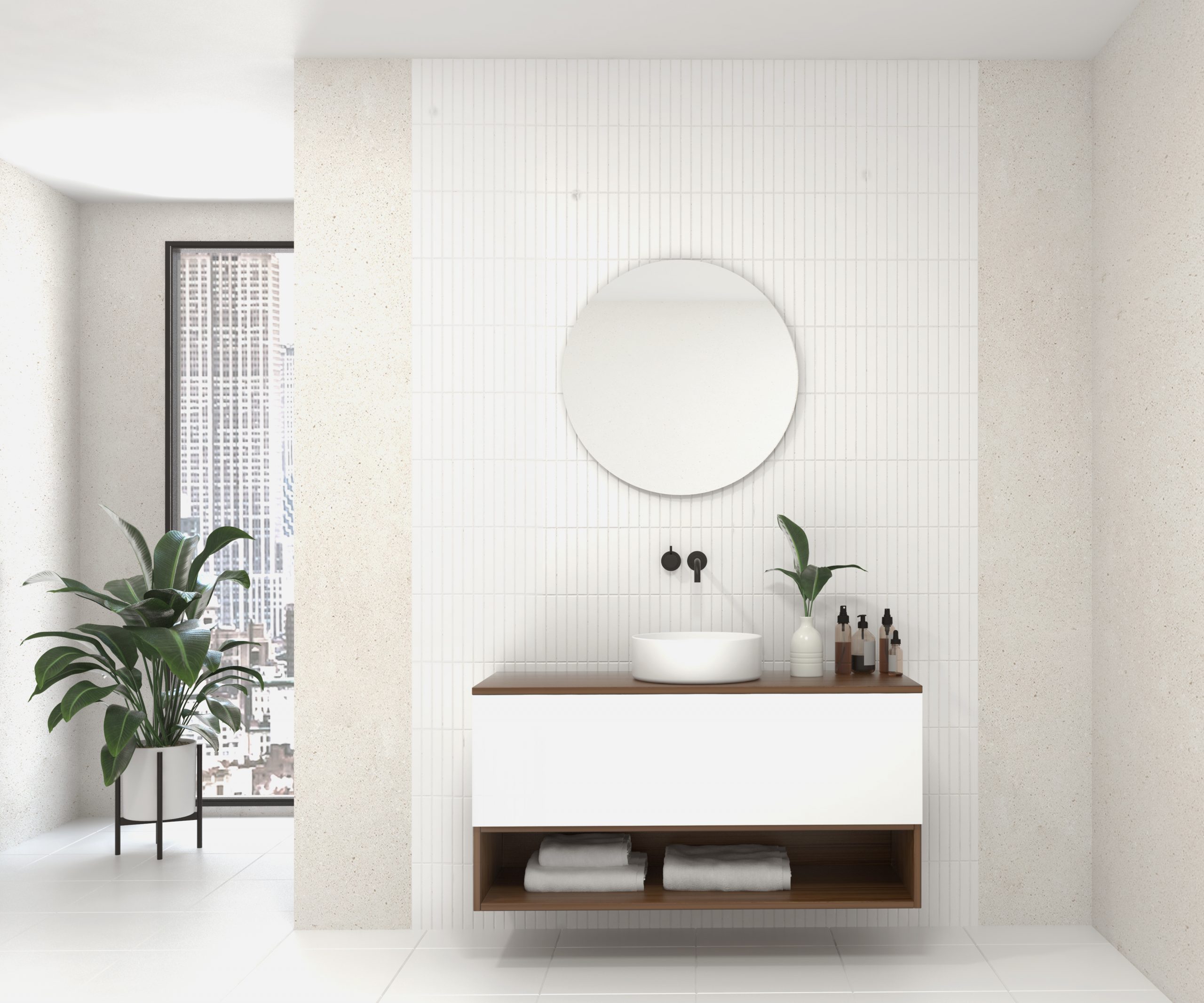 Pack AUDE + vase + miroir circulaire LED