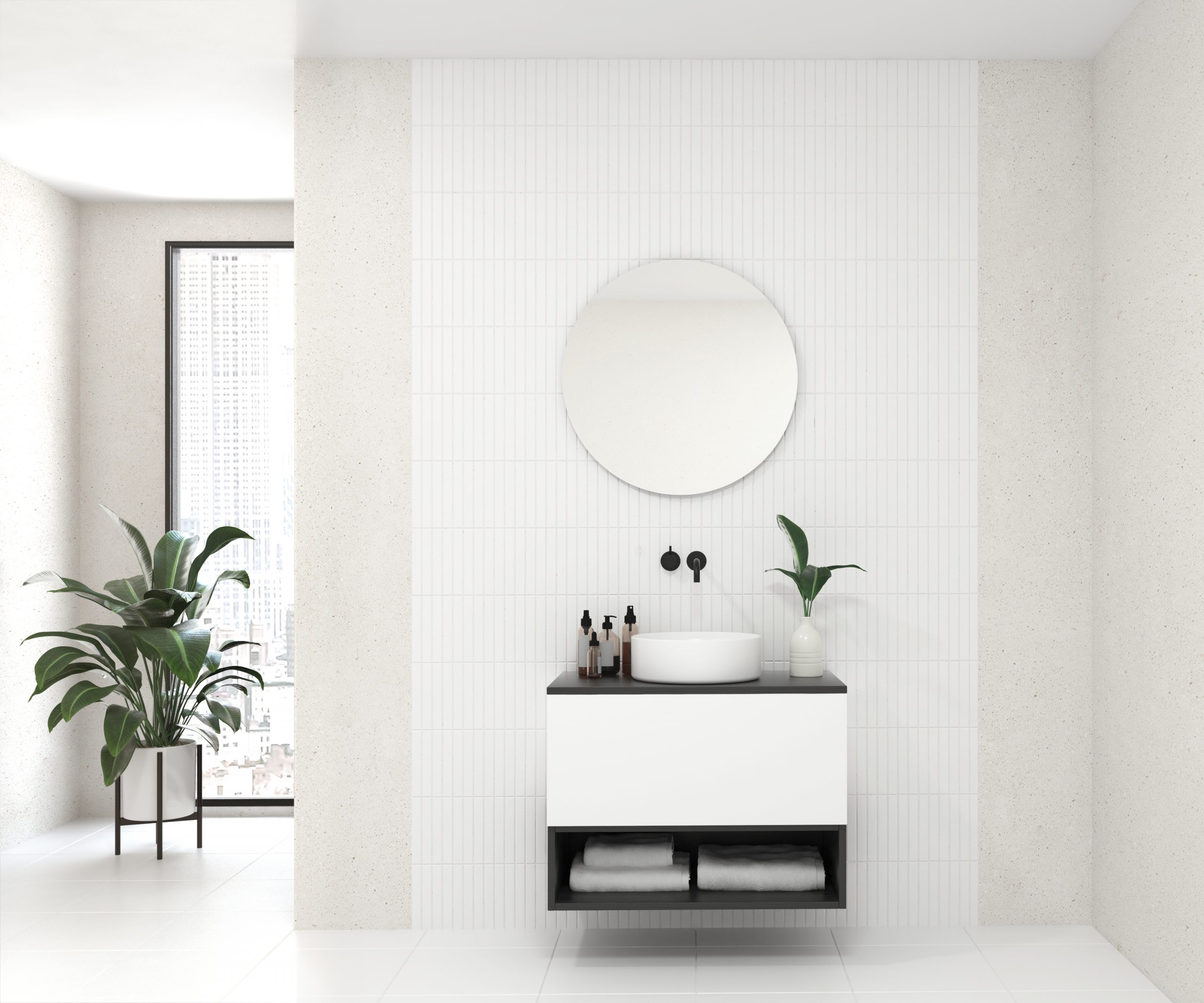 Pack AUDE + vase + miroir circulaire LED