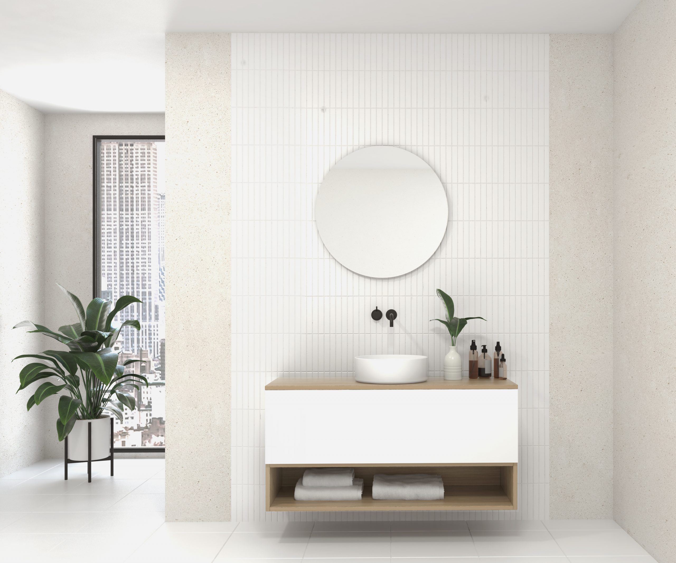 Pack AUDE + vase + miroir circulaire LED