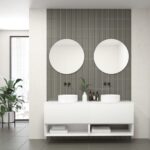 Pack AUDE + lavabo doble + doble espejo circular LED