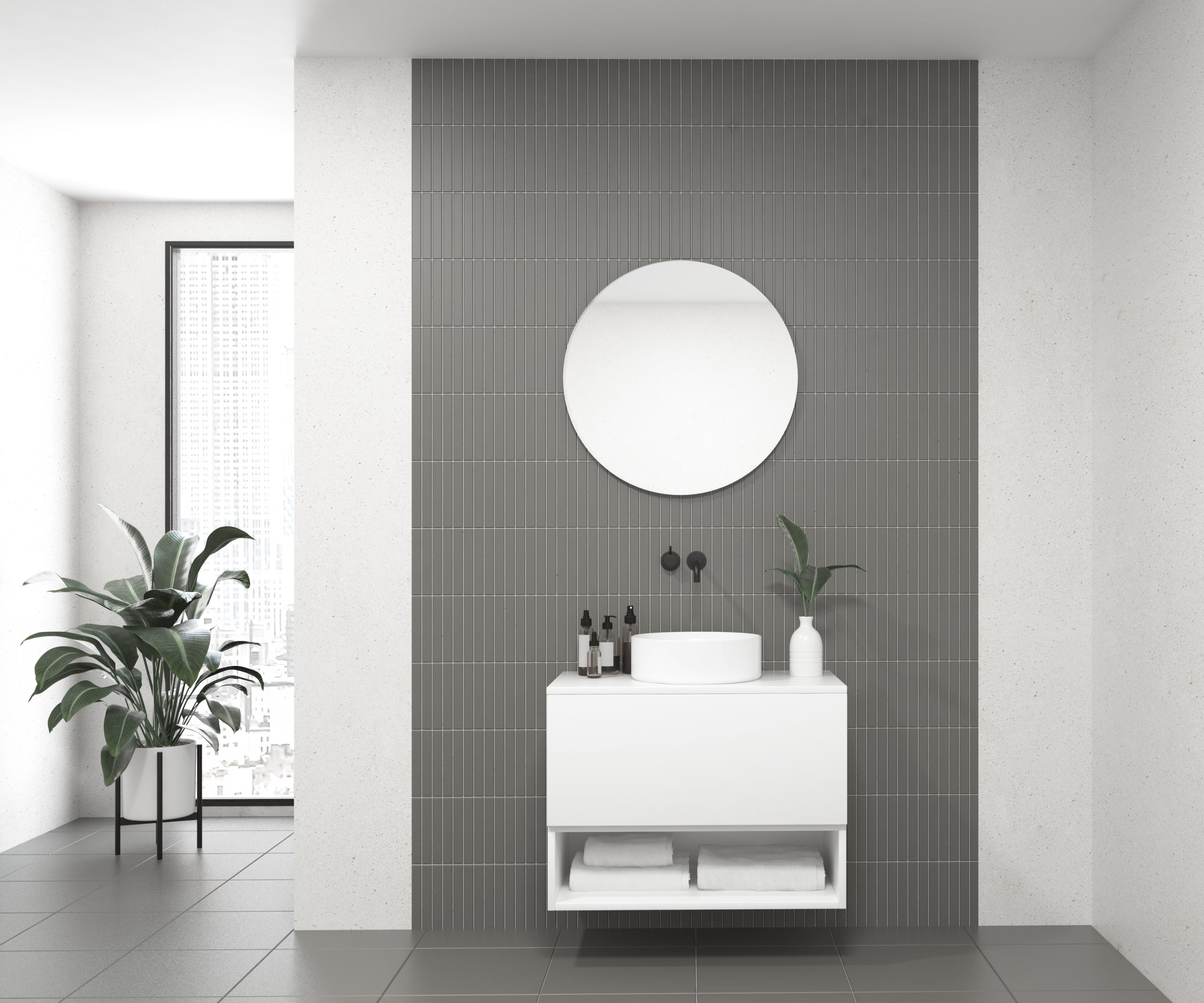 Pack AUDE + vase + miroir circulaire LED