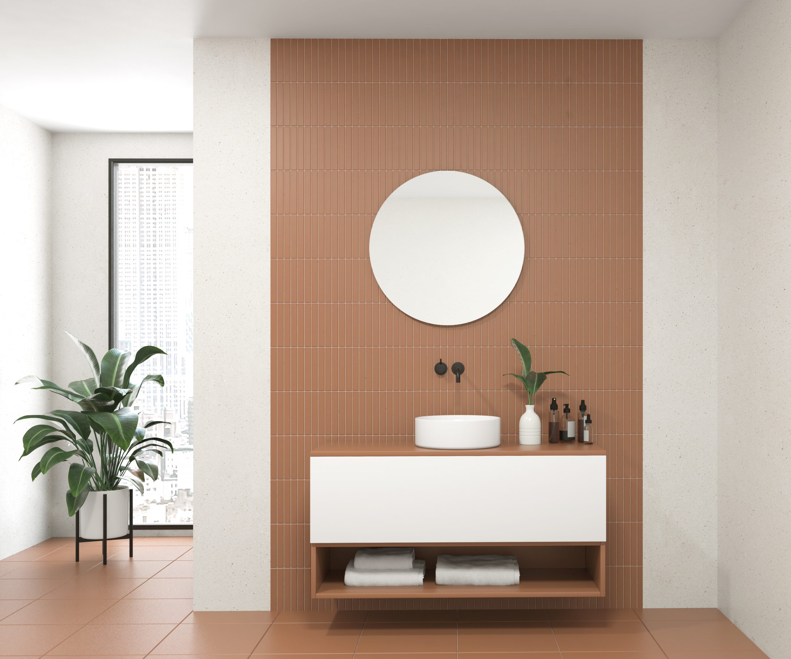 Pack AUDE + vase + miroir circulaire LED