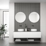 Pack AUDE + lavabo doble + doble espejo circular LED