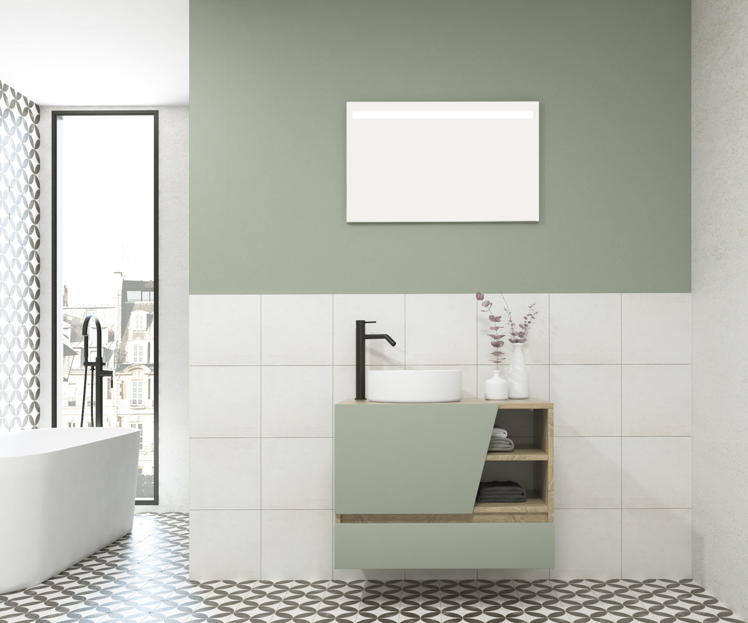 Pack RENNES PLUS + lavabo + espejo LED