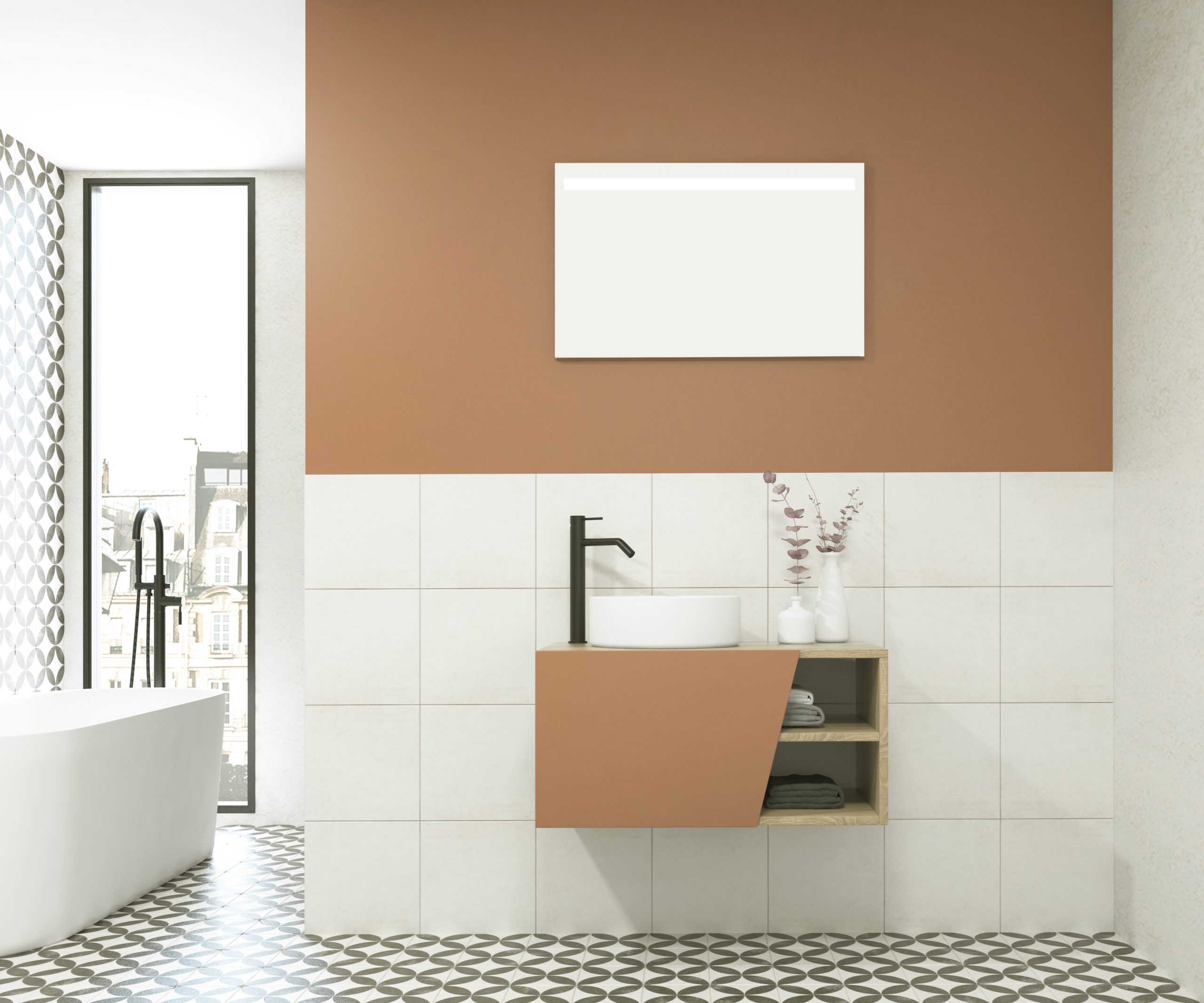 Pack RENNES + vasque + miroir LED