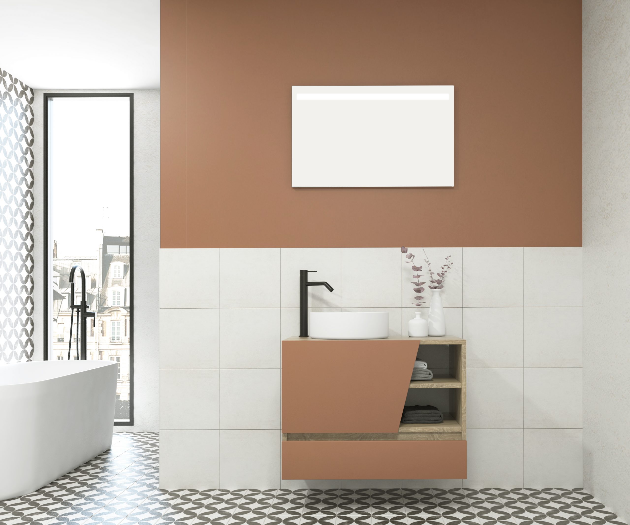 Pack RENNES PLUS + lavabo + espejo LED