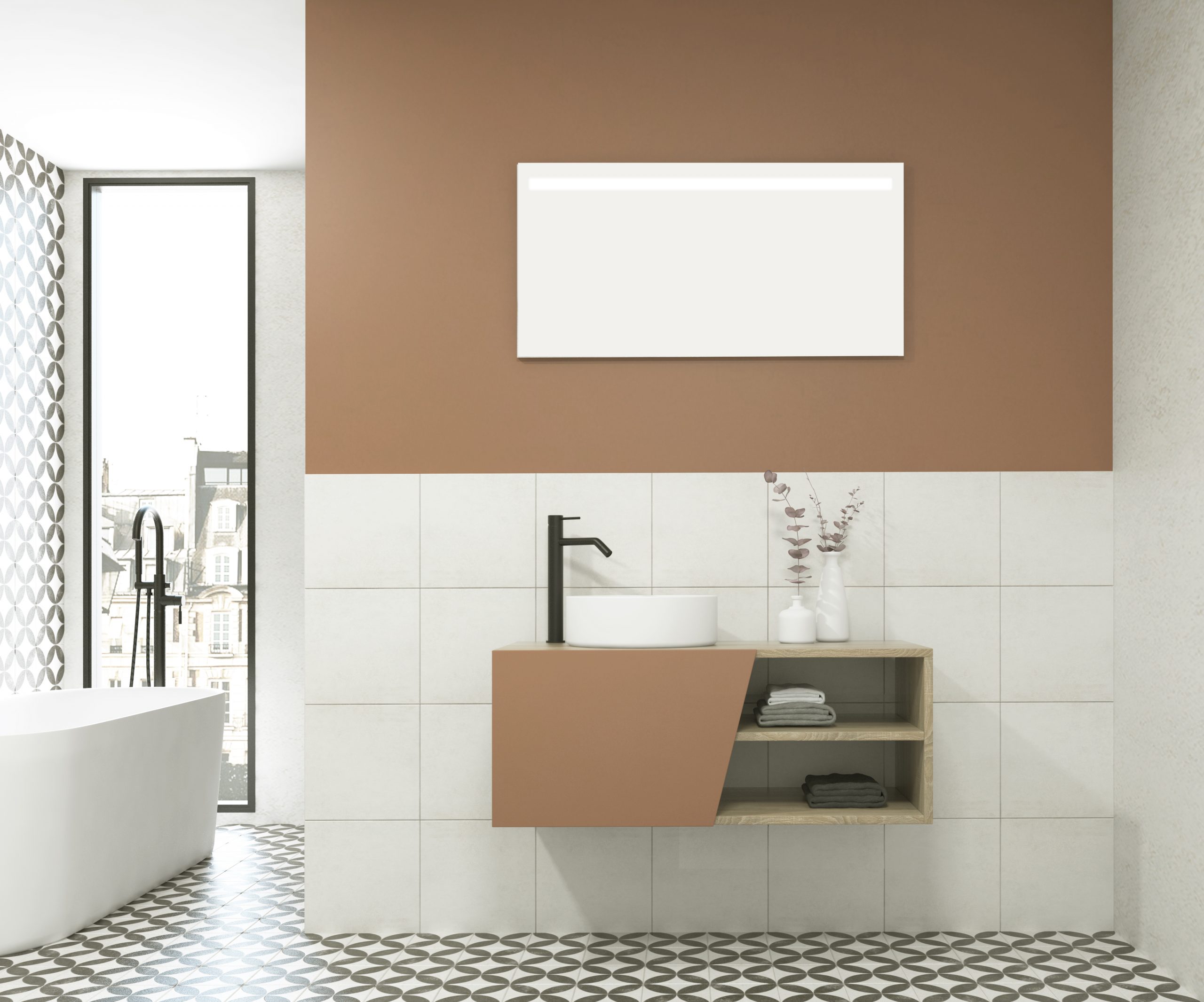 Pack RENNES + vasque + miroir LED