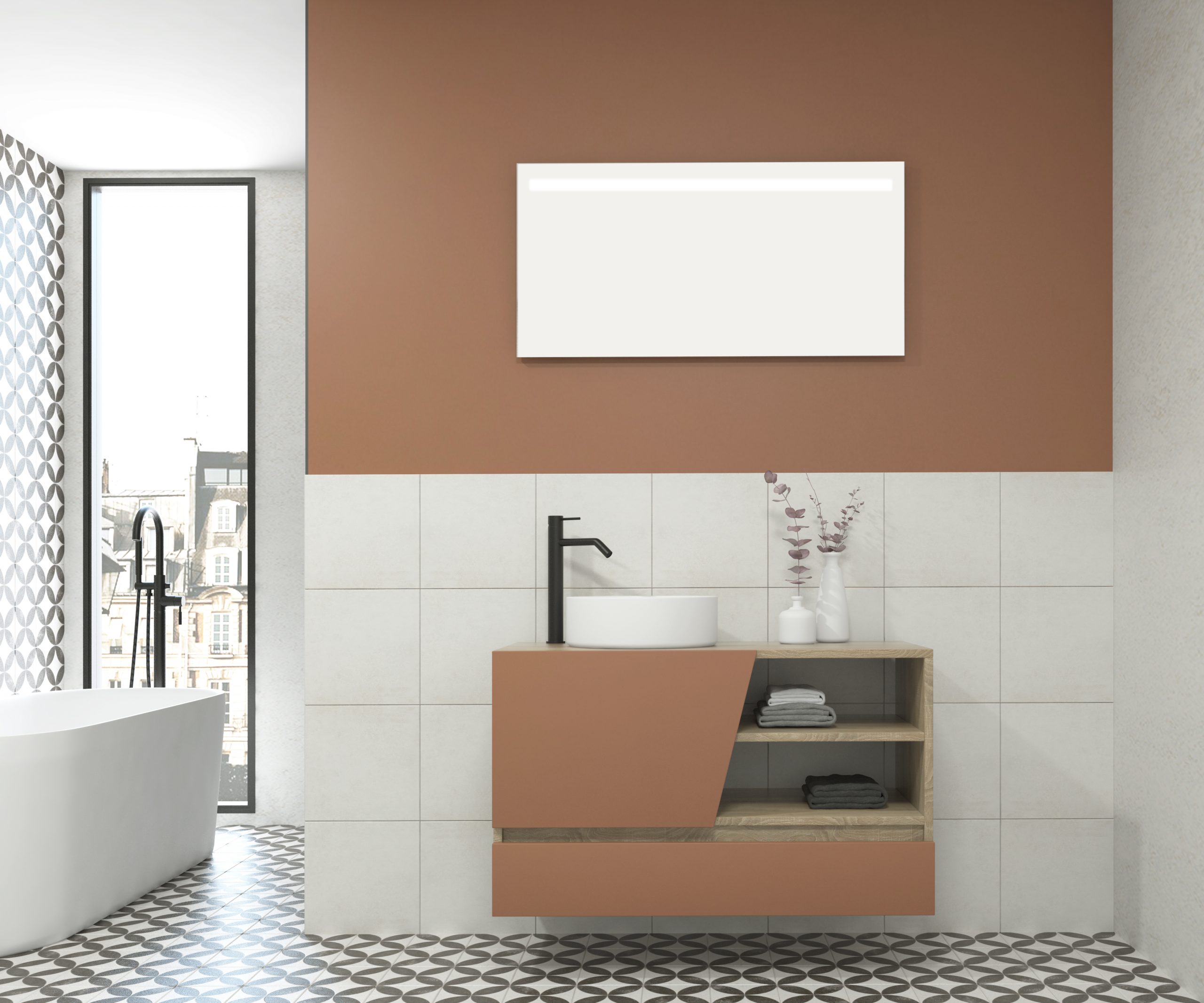 Pack RENNES PLUS + lavabo + espejo LED