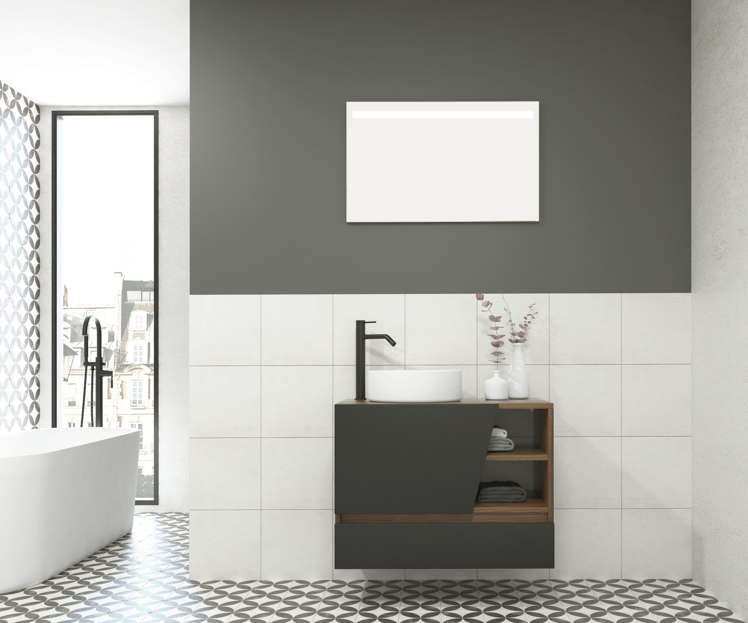 Pack RENNES PLUS + lavabo + espejo LED