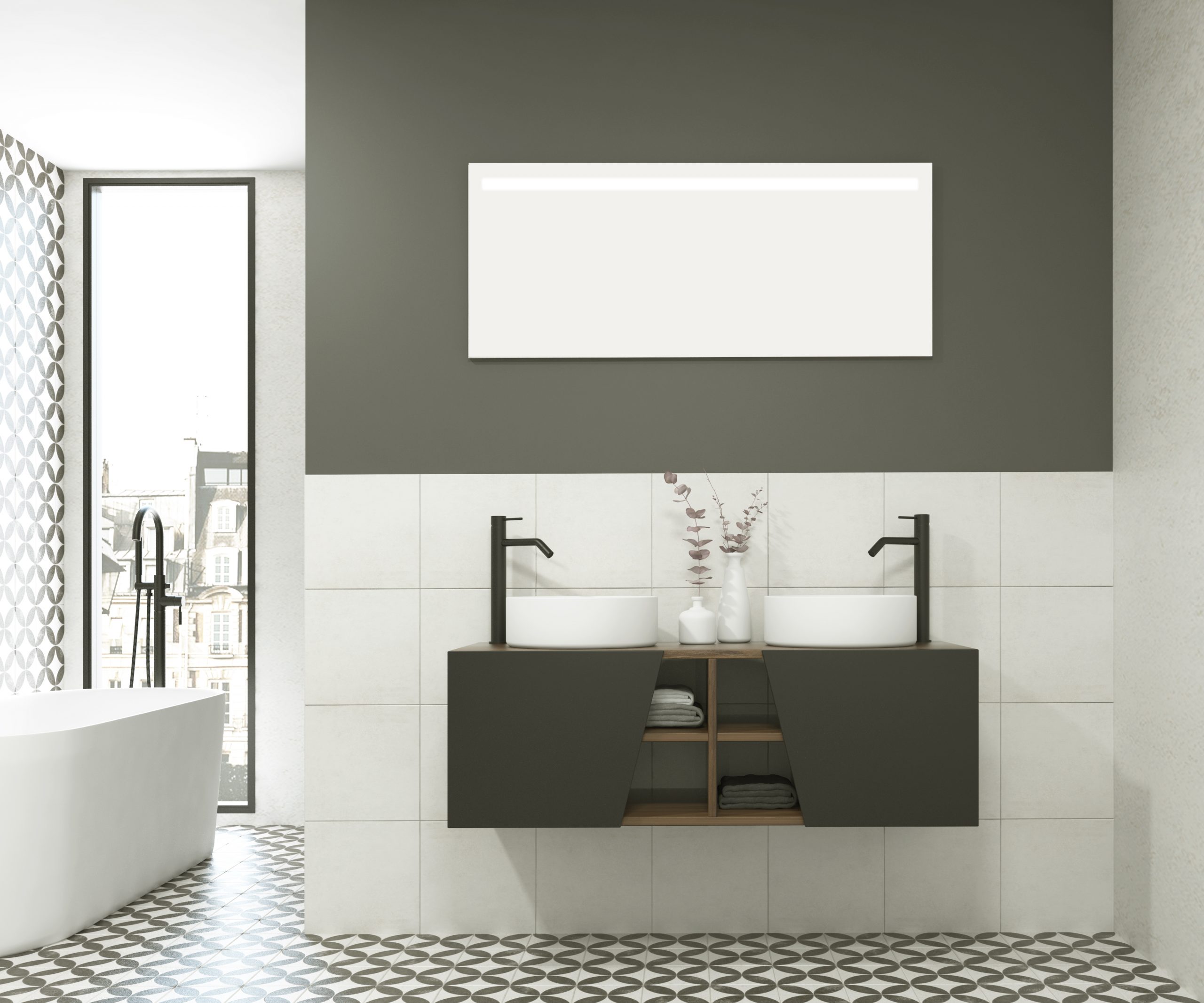 Pack RENNES + vasque + miroir LED