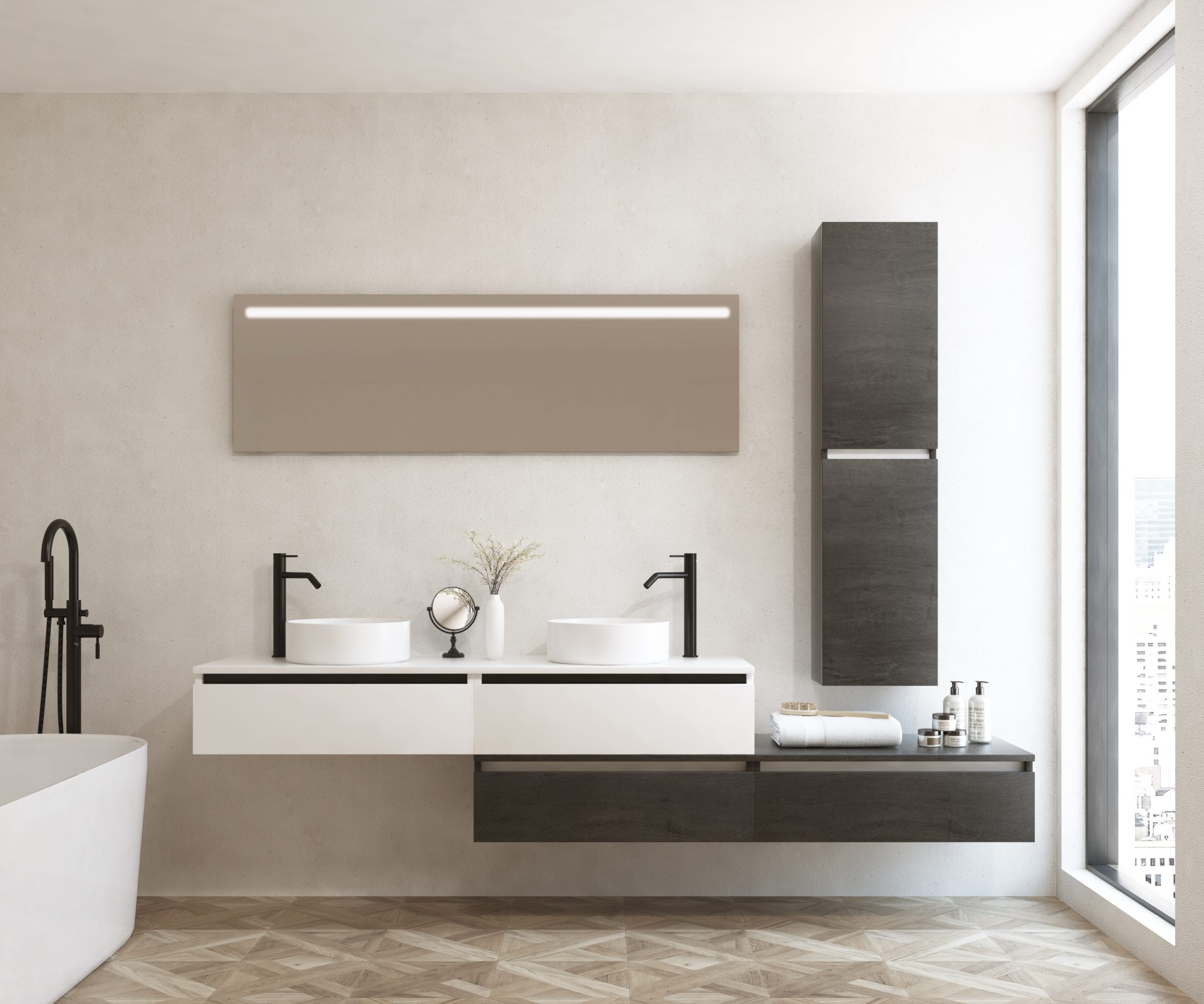 Pack ECRINS + doble lavabo + espejo LED