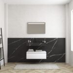 Pack MERVEILLES marquina + lavabo suspendido SILESTONE + espejo LED