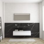 Pack MERVEILLES marquina + lavabo suspendido SILESTONE + espejo LED